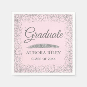 Serviette En Papier Délicate rose poudré gris argenté glitter pour la 
