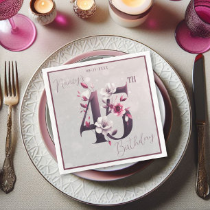 Serviette En Papier Délicieuse florale personnalisable 45e anniversair