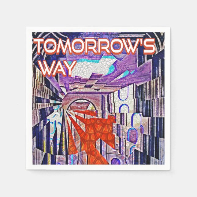 Serviette En Papier Demain's Way Aujourd'hui Retro Future Art (Devant)