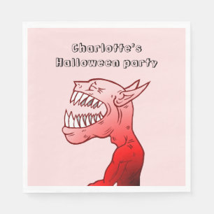 Serviette En Papier Demon d'Halloween sur une Napkin en papier