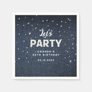 Serviette En Papier Denim Diamonds Parties scintillant Rhinestone Chic