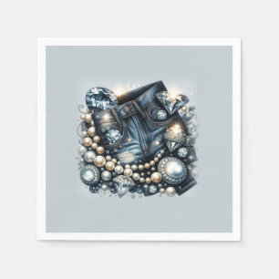 Serviette En Papier Denim Diamonds & Pearl Jeans Bling Party