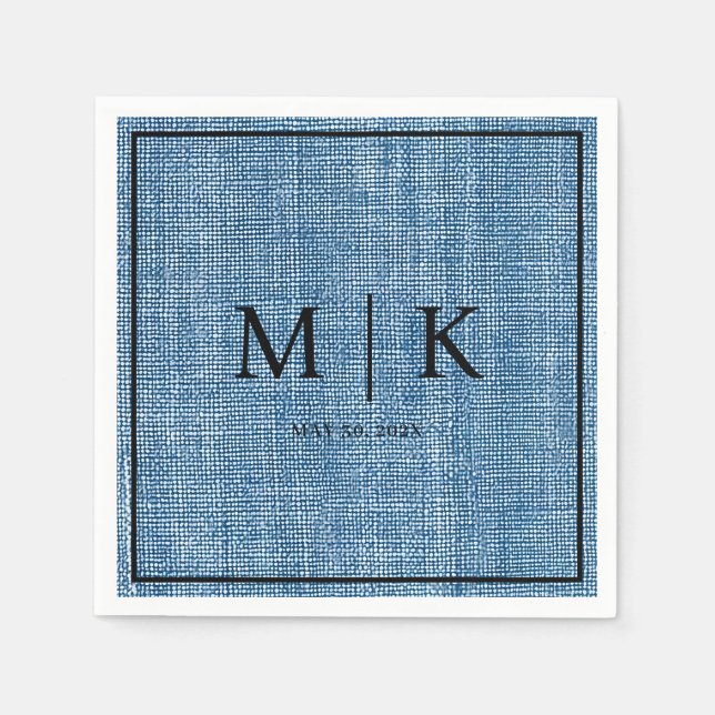 Serviette En Papier Denim Fabric Bleu clair | Napkins mariage (Devant)