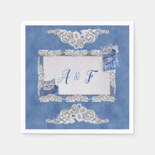 Serviette En Papier Denim Jean poches, chatons et dentelle
