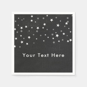 Serviette En Papier Denim Noir Délavé Personnalisé Starry Grunge Party