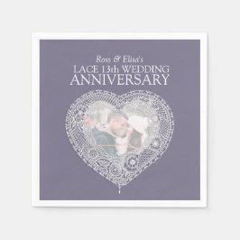 Serviette En Papier Dentelle 13e anniversaire mariage photo du coeur