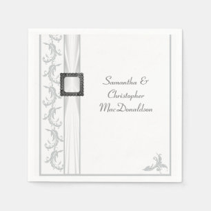 Serviette En Papier Dentelle blanche et gris clair mariage traditionne