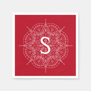 Serviette En Papier Dentelle Blanche Monogramme Sur Plaque De Papier R