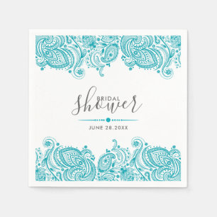 Serviette En Papier Dentelle de cachemire bleu turquoise