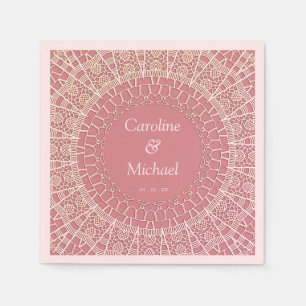 Serviette En Papier Dentelle de Mariage personnalisable Dusty Pink Par