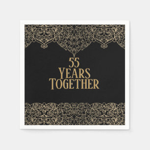 Serviette En Papier Dentelle d'or du 55e anniversaire sur des serviett