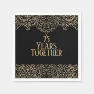 Serviette En Papier Dentelle d'or du 75e anniversaire sur serviettes n