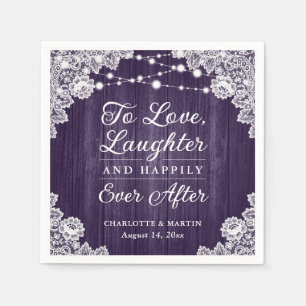 Serviette En Papier Dentelle en bois rustique romantique Mariage viole