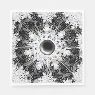 Serviette En Papier Dentelle en céramique noir & flocon de neige