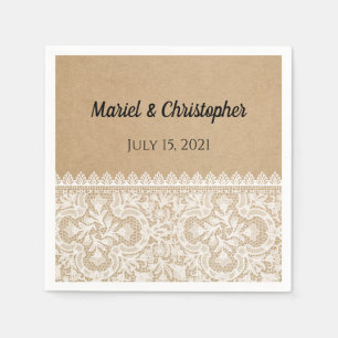 Serviette En Papier Dentelle rustique Mariage personnalisé