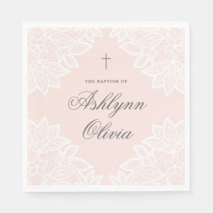 Serviette En Papier Dentelle Vintage Rose Baptême