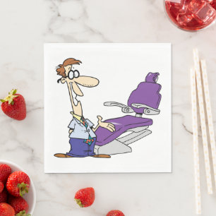 Serviette En Papier Dentiste masculin drôle et chaise dentaire violett