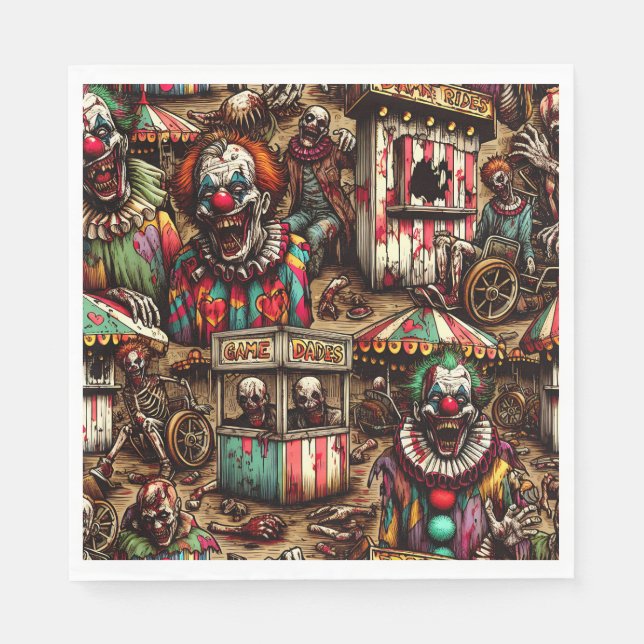 Serviette En Papier Déplaisant Clown Carnaval Zombie Halloween (Devant)