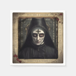 Serviette En Papier Déplaisant Nun Gothique Halloween Confession