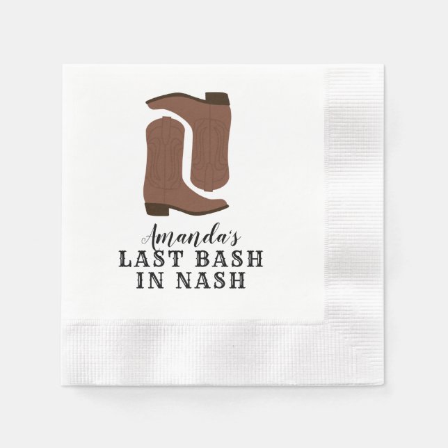 Serviette En Papier Dernier Bash à Nash Bottes de Bachelorette (Devant)