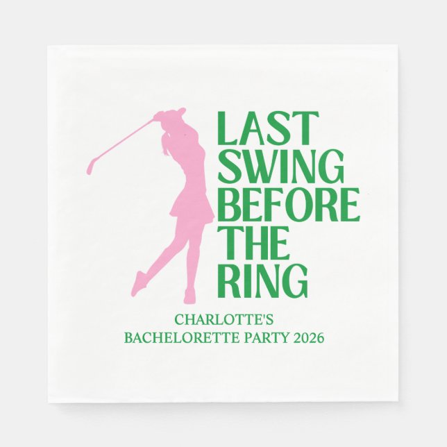 Serviette En Papier Dernier Swing Avant Le Ring Golf Bachelorette Part (Devant)