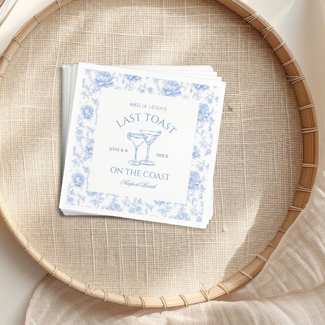 Serviette En Papier Dernier Toast sur la côte Floral Bachelorette (Créateur téléchargé)