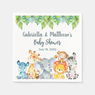 Serviette En Papier Des animaux safari blancs baby shower des serviett