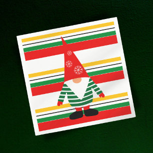 Serviette En Papier Des bandes colorées avec un joli Noël Gnome