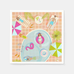 Serviette En Papier Des filles et des garçons du bikini jouant au jeu