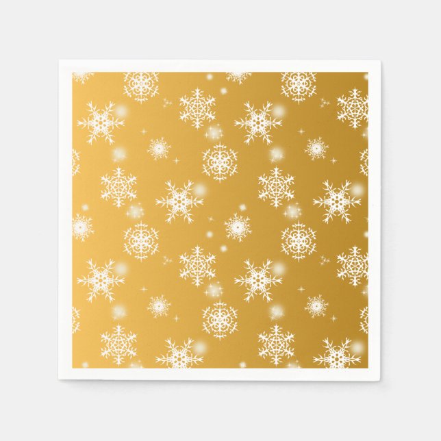 Serviette En Papier Des flocons de neige blancs ajourés. (Devant)
