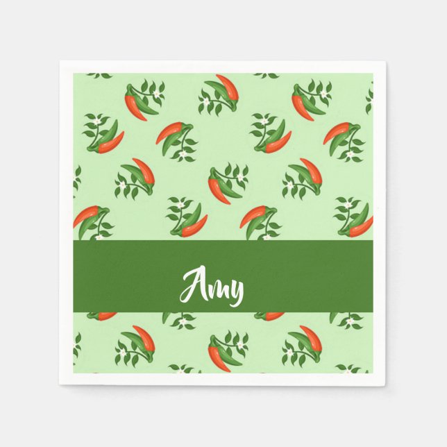 Serviette En Papier Des ppers rouges et des ppers verts (Devant)