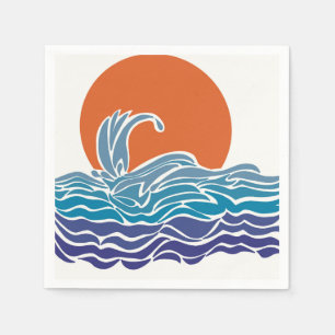 Serviette En Papier Des vagues colorées de l'océan avec de beaux couch