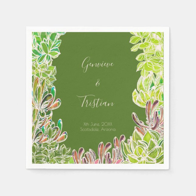 Serviette En Papier Desert Thème Mariage Réception Cocktail Serviettes (Devant)