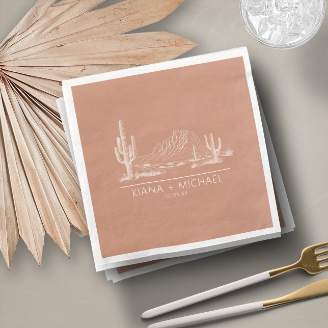 Serviette En Papier Desert Vibes Paysage Mariage Terra Cotta ID1019 (Créateur téléchargé)
