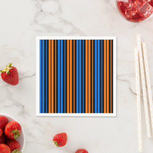 Serviette En Papier Design à rayures verticales bleu orange bleu  