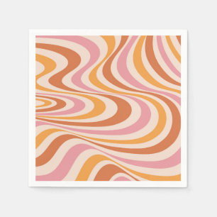 Serviette En Papier Design abstrait rose et orange