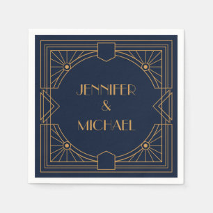 Serviette En Papier Design Art Déco élégant et géométrique or