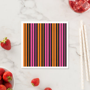 Serviette En Papier Design bandes verticales orange rose noir