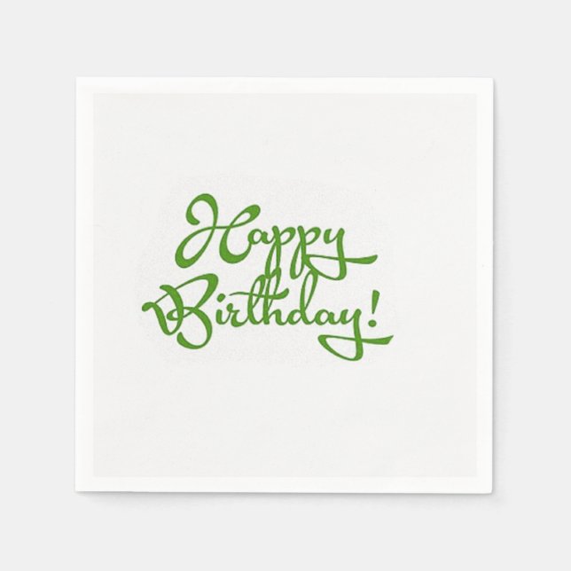 Serviette En Papier design calligraphie d'anniversaire heureux (Devant)