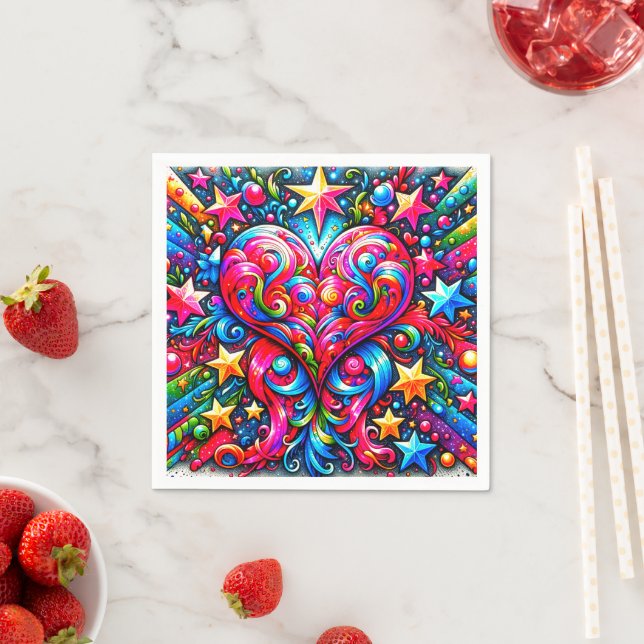 Serviette En Papier Design cardiaque artistique (En situation)