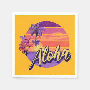 Serviette En Papier Design de texte de style rétro "Aloha"