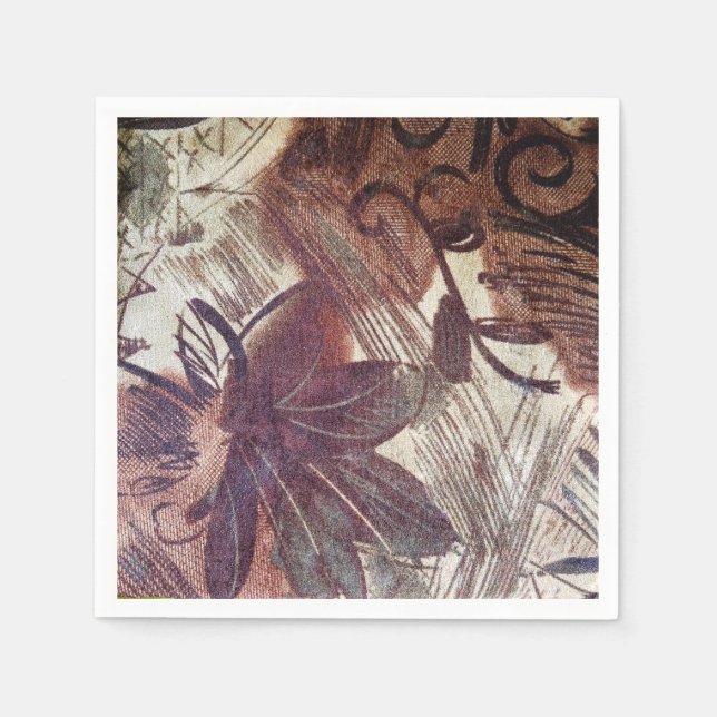 Serviette En Papier Design floral Brown Abstrait 1 (Devant)
