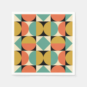 Serviette En Papier Design Géométrique Moderne du Milieu du Siècle