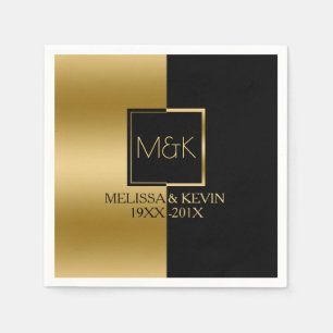 Serviette En Papier Design géométrique moderne Gold & Black