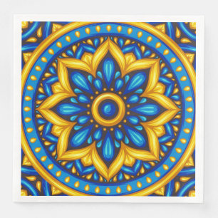 Serviette En Papier Design mexicain bleu et jaune