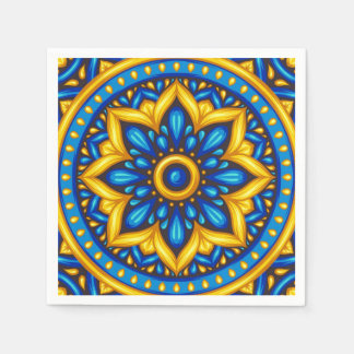Serviette En Papier Design mexicain bleu et jaune