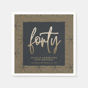 Serviette En Papier Design moderne 40e anniversaire simple élégant scr