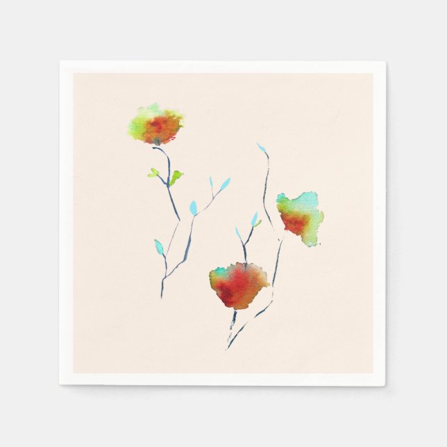 Serviette En Papier Design moderne simple d'art floral abstrait (Devant)