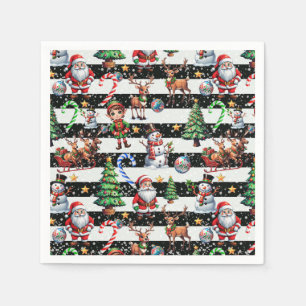 Serviette En Papier Design Motif décoratif des rayures de Noël