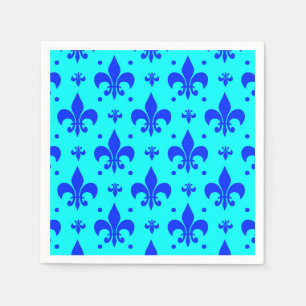 Serviette En Papier Design Motif Fleur de lis bleu
